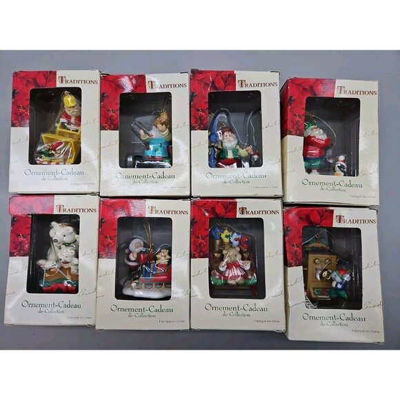 Traditions Collectible Gift Ornaments Christmas Assortment Lot Of 8 In Boxes